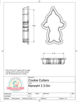 Narwhal 3 Cookie Cutter