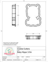 Baby Hippo Cookie Cutter or Fondant Cutter