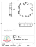 Girl Mouse Pumpkin Cookie Cutter or Fondant Cutter