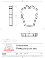 Girl Mouse Cupcake Cookie Cutter or Fondant Cutter