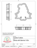 Santa with Banner Cookie Cutter or Fondant Cutter