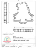 Santa with Banner Cookie Cutter or Fondant Cutter