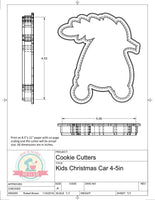 Kids Christmas Car Cookie Cutter or Fondant Cutter