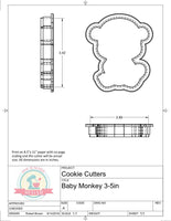 Baby Monkey Cookie Cutter/Fondant Cutter or STL Download