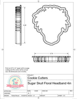 Sugar Skull with Floral Headband Cookie Cutter or Fondant Cutter