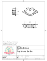 Boy Mouse Bat (Super Skinny) Cookie Cutter/Fondant Cutter or STL Download