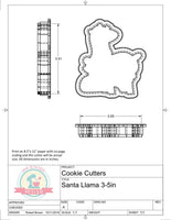 Santa Llama Cookie Cutter or Fondant Cutter