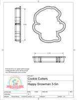 Happy snowman Cookie Cutter or Fondant Cutter