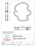 Happy snowman Cookie Cutter or Fondant Cutter