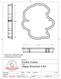 Happy snowman Cookie Cutter or Fondant Cutter