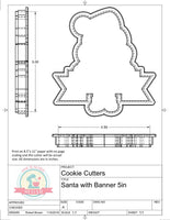 Santa with Banner Cookie Cutter or Fondant Cutter