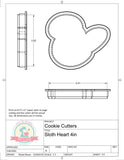 Sloth Heart (I Love You Slow Much) Cookie Cutter or Fondant Cutter