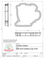 Milk and Cookies Cookie Cutter or Fondant Cutter