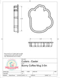 Bunny Coffee Mug Cookie Cutter/Fondant Cutter or STL Download
