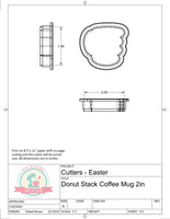 Donut Stack Coffee Mug Cookie Cutter/Fondant Cutter or STL Download