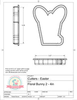 Floral Bunny Cookie Cutter/Fondant Cutter or STL Download