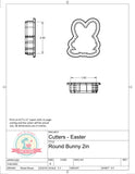 Round Bunny Cookie Cutter or Fondant Cutter