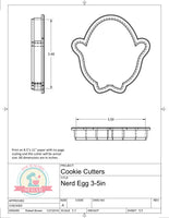 Nerdy Egg Cookie Cutter or Fondant Cutter