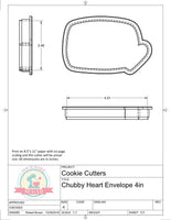 Chubby Heart Envelope Cookie Cutter or Fondant Cutter