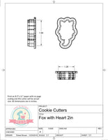Fox with Heart Cookie Cutter or Fondant Cutter