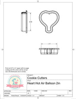 Heart Hot Air Balloon (Love Is In the Air) Cookie Cutter or Fondant Cutter