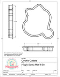 Hippo Santa Hat Cookie Cutter