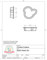 Sloth Heart (I Love You Slow Much) Cookie Cutter or Fondant Cutter