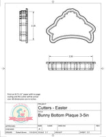 Bunny Bottom Plaque (Skinny) Cookie Cutter/Fondant Cutter or STL Download