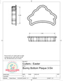 Bunny Bottom Plaque (Skinny) Cookie Cutter/Fondant Cutter or STL Download