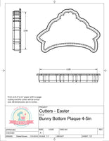 Bunny Bottom Plaque (Skinny) Cookie Cutter/Fondant Cutter or STL Download