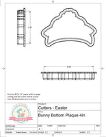 Bunny Bottom Plaque (Skinny) Cookie Cutter/Fondant Cutter or STL Download