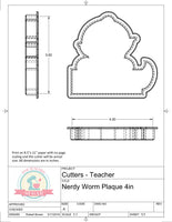 Nerdy Worm Plaque Cookie Cutter or Fondant Cutter