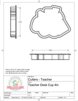 Miss Doughmestic Teacher Desk Cup Cookie Cutter or Fondant Cutter