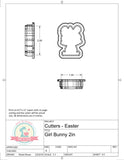 Girl Bunny Cookie Cutter or Fondant Cutter