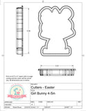 Girl Bunny Cookie Cutter or Fondant Cutter