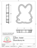 Round Bunny Cookie Cutter or Fondant Cutter