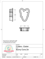 Bunny Cone Cookie Cutter/Fondant Cutter or STL Download