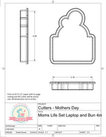 Mom's Life Laptop and Bun Cookie Cutter or Fondant Cutter