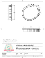 Floral Cross Stitch Frame Cookie Cutter/Fondant Cutter or STL Download