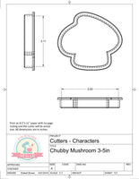 Miss Doughmestic Chubby Mushroom Cookie Cutter/Fondant Cutter or STL Download