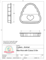 Bee Hive with Heart Cutout Cookie Cutter/Fondant Cutter or STL Download