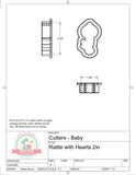 Rattle with Hearts Cookie Cutter or Fondant Cutter