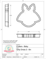 Girly Onesie 3 Cookie Cutter or Fondant Cutter