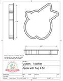 Miss Doughmestic Apple with Tag Cookie Cutter or Fondant Cutter