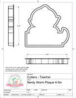 Nerdy Worm Plaque Cookie Cutter or Fondant Cutter