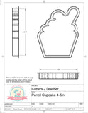 Pencil Cupcake Cookie Cutter or Fondant Cutter