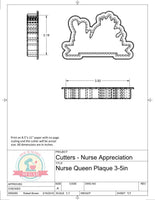 Nurse Queen Plaque Cookie Cutter or Fondant Cutter