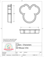 Girl Mouse Head Cookie Cutter/Fondant Cutter or STL Download