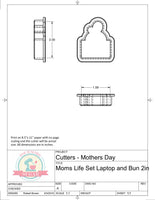 Mom's Life Laptop and Bun Cookie Cutter or Fondant Cutter