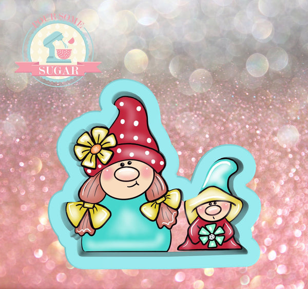 Mom and Child Gnome Cookie Cutter or Fondant Cutter